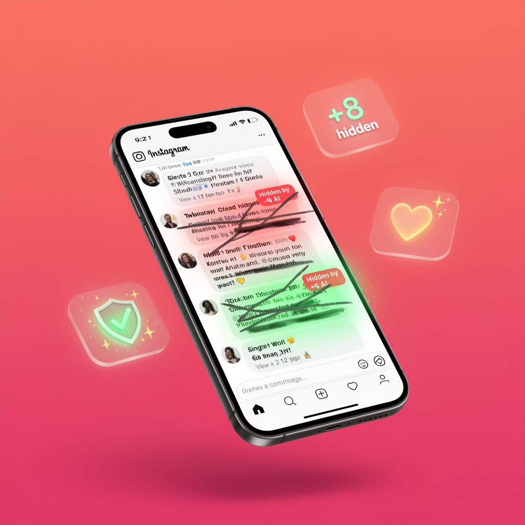 Phone showing Instagram comments being auto-moderated